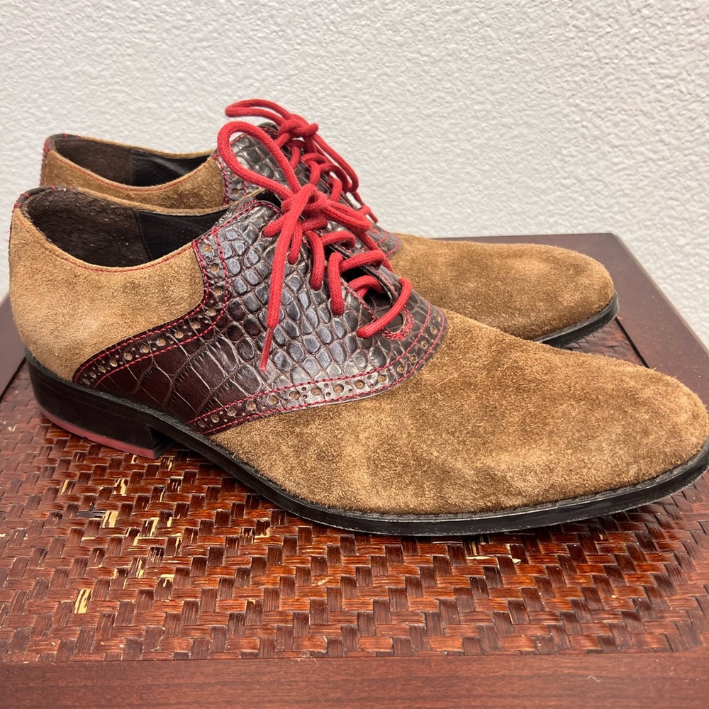 Cole Hann Suede Saddle Oxford Lace up Shoes Size 9